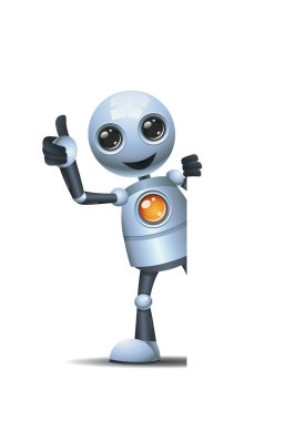 3d illustration of little robot business thumb up while peek clipart