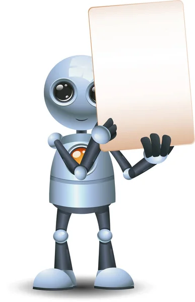 3d ilustración de pequeño robot peek y mantenga en blanco signo de comunicación — Foto de Stock