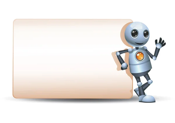 Küçük robotun üç boyutlu çizimi geriye doğru eğil büyük boş işaret iletişimi