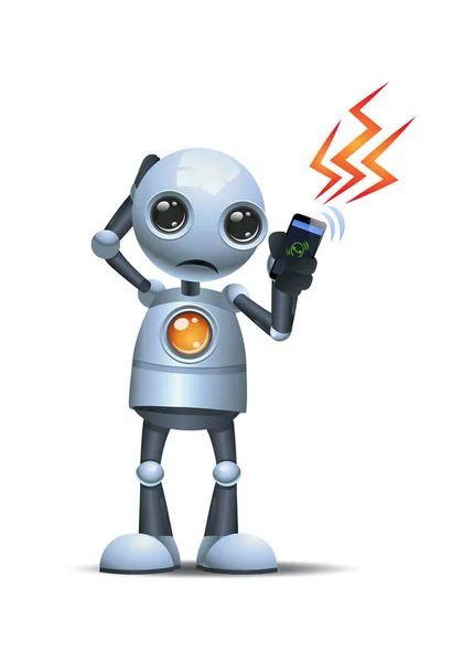 ビジネスコールコミュニケーションに答えることを恐れている小さなロボットの3Dイラスト — ストック写真