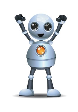 3d illustration of  little robot fat obesity in happy mood