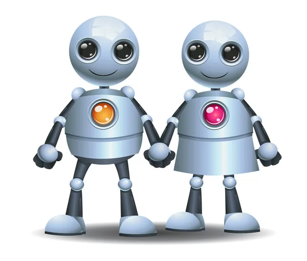 3d illustration of  little robot fat obesity couple — Stock Photo, Image