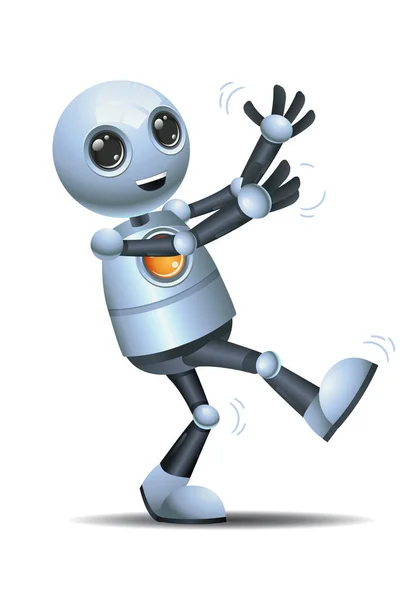 3D演示小机器人在孤立的白色背景下跳舞的乐趣 — 图库照片