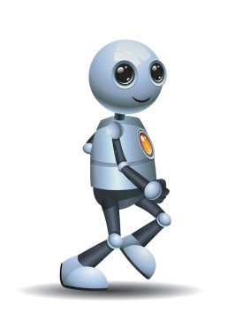 İzole edilmiş beyaz arka planda çalışmaya hazır küçük robot koşucusunun 3D çizimi