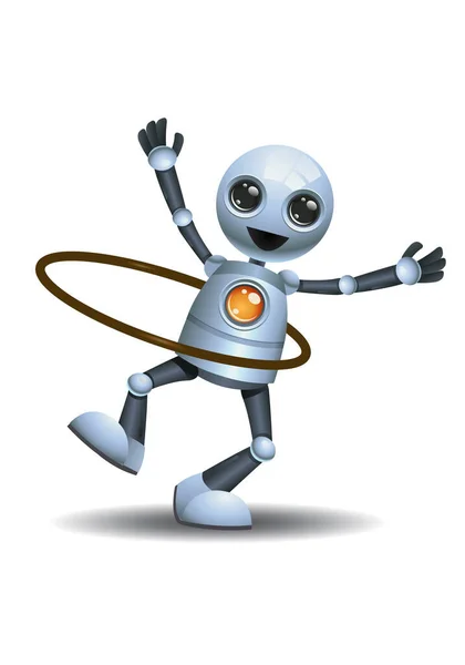 Illustratie Van Kleine Robot Kinderen Spelen Hoola Hoepel Geïsoleerde Witte — Stockfoto