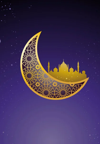 Ilustracja Ozdobnego Meczetu Półksiężycu Ramadan Kareem Tło Muzułmańska Wspólnota Święty — Zdjęcie stockowe