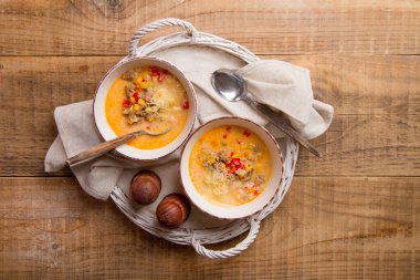 Peynir ile ev yapımı çorbası (çorbası) 