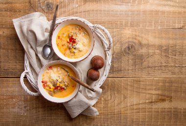 Peynir ile ev yapımı çorbası (çorbası) 