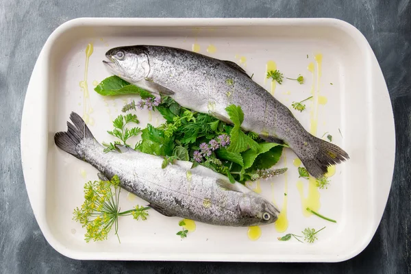 Delicioso pescado fresco (trucha ) — Foto de Stock