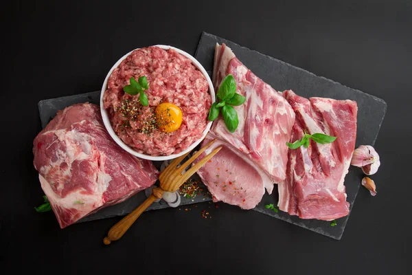 Diversi tipi di carne di maiale Fotografia Stock