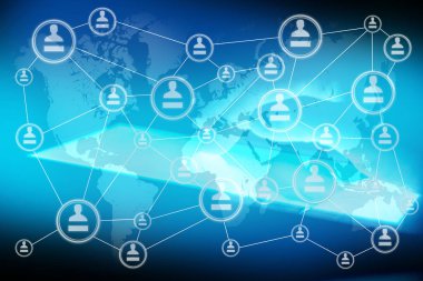 Modern sosyal medya. Tablet içinde sanal kullanarak kavramı 