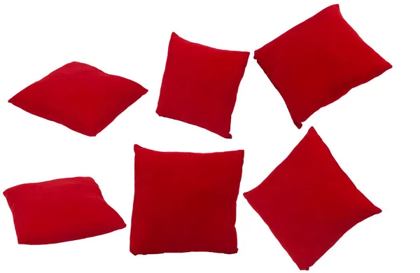Red Velvet Pillow Isolated White Background — Stock Photo, Image