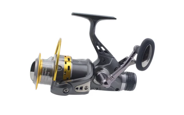 Beyaz arka plan üzerinde izole balıkçılık reel