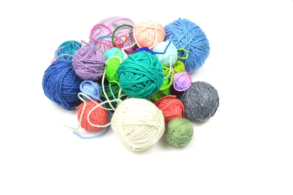 Balls Knitting Thread Isolated White Background — Stock Photo, Image