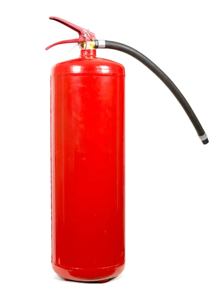 Kırmızı yangın söndürücü beyaz arka planda izole edilmiş.