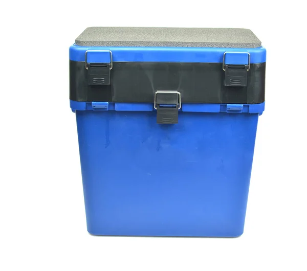 Mavi kulübe beyaz arka planda kış balıkçılığı için