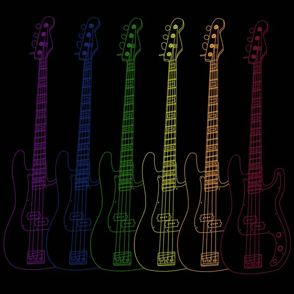 Gitar Listrik Pada Latar Belakang Hitam Poster Musik String Instrumen - Stok Vektor