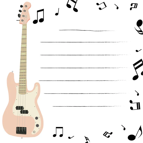 Guitare Électrique Avec Notes Page Mignonne Pour Notes — Image vectorielle