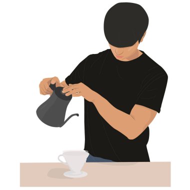 Genç barista Barista müşterilerine kahve ikram ediyor.