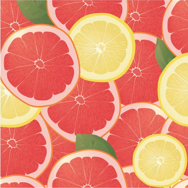 新鮮なグレープフルーツとレモン。果実の背景 — ストックベクタ