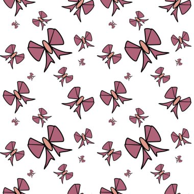 Beautiful pink knot on white background seamless pattern, vector illustration.