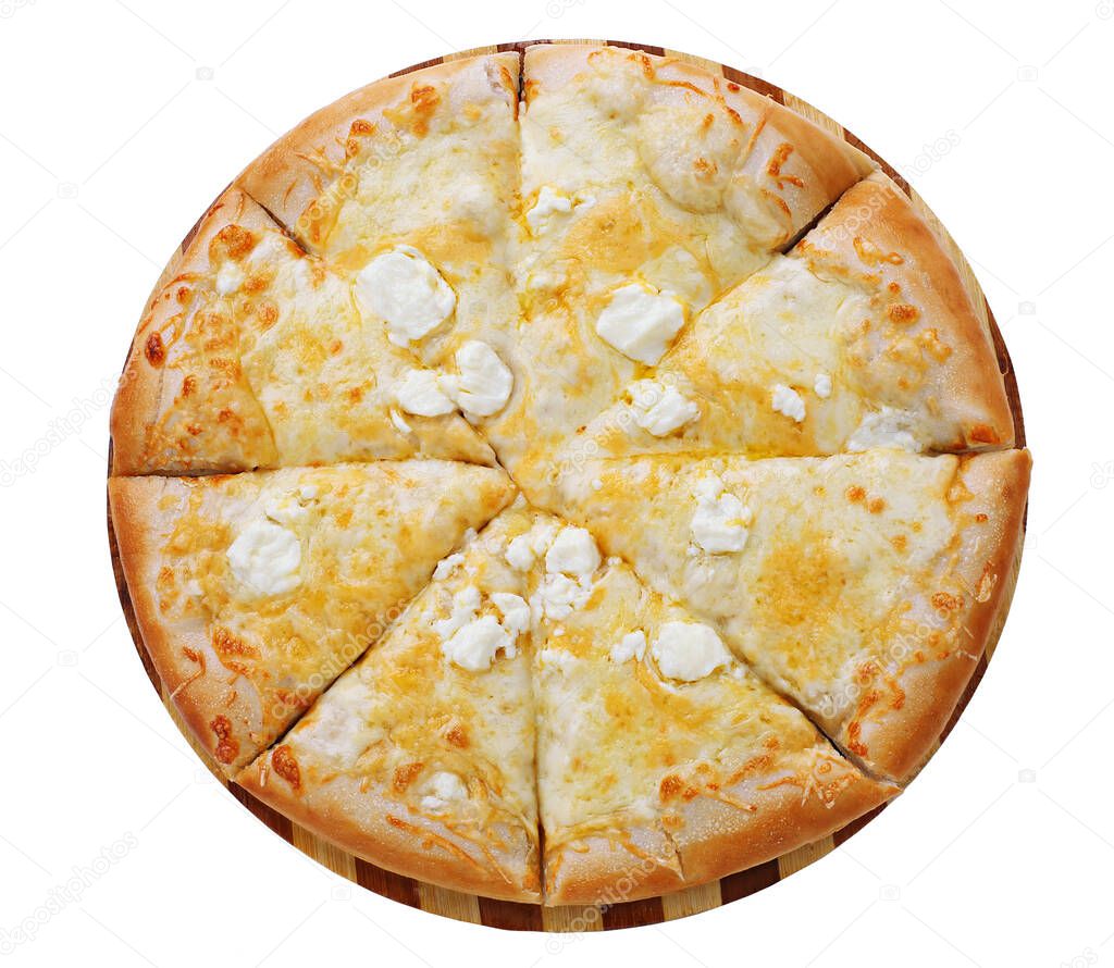 Pizza on the white background. This picture is perfect for you to design your restaurant menus.