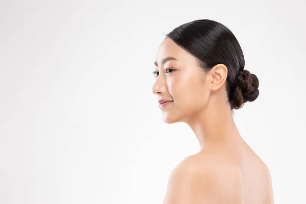 Seitenansicht Der Schöne Asiatische Frau Lächeln Mit Sauberer Und Frischer — Stockfoto