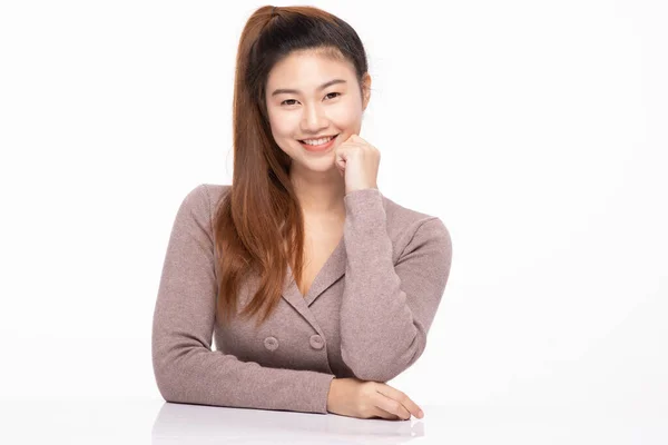 Business Asian Woman Smile Happiness Confident Feeling Isolado Branco Emocional — Fotografia de Stock