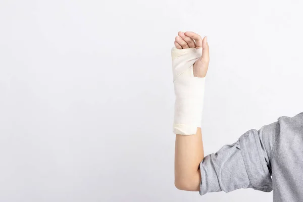 Sérülés Kéz Ínszalag Csukló Kar Kötéssel Kézfájdalom Egészségügyi Orvosi Koncepció — Stock Fotó