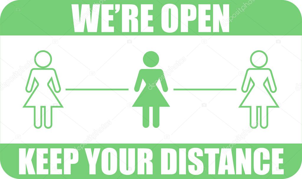 business woman sign come in we are open after quarantine coronavirus COVID-19,Economic recovery End of virus COVID-19 Concept