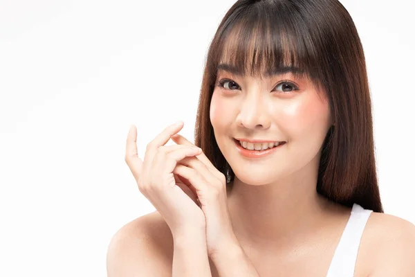 Jeune Belle Femme Asiatique Sourire Tenant Main Avec Une Peau — Photo