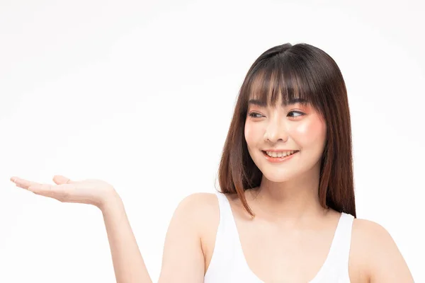 Linda Atraente Encantador Asiático Jovem Mulher Sorriso Com Dentes Brancos — Fotografia de Stock
