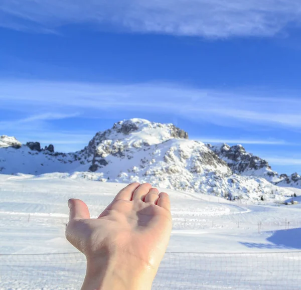 İtalya 'da Alpler. Kayak yapıyorum. Kar ve soğuk.