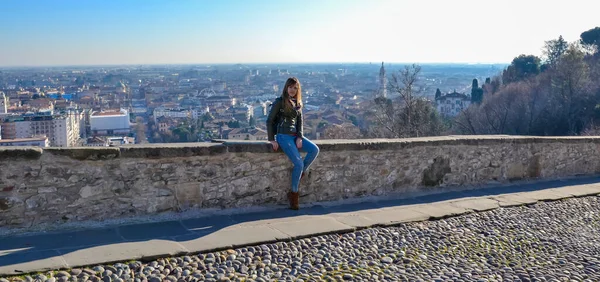 Panorama Dell Alta Bergamo Delle Famose Mura Veneziane Città Alta — Foto Stock