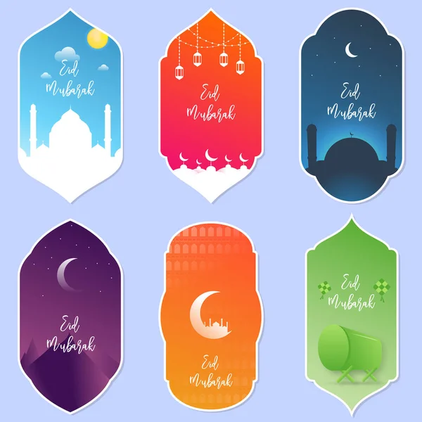 ramadan kareem and happy eid mubarak design in 6 style background