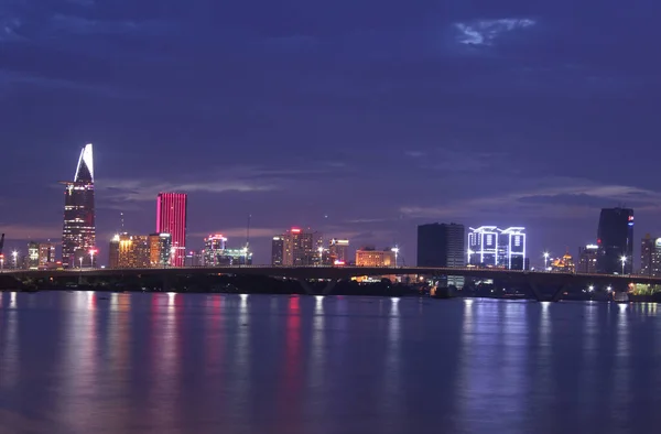 Chi Minh Città Skyline Aerea Vista Panoramica Notte Chi Minh — Foto Stock