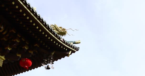 Kącik Dachu Świątyni Wiara Duchowość Architektura Buddyjska Sztuka Buddyjska Kultura — Wideo stockowe