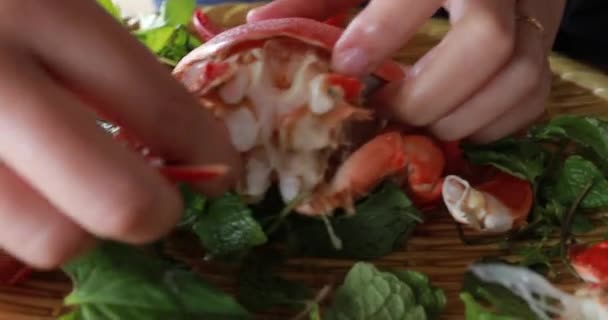 Primo Piano Granchio Reale Granchio Reale Vietnam Stato Cucinato Granchio — Video Stock