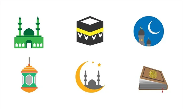 Set Islamischer Symbole Symbolsymbole Des Islam Vektorillustration — Stockvektor