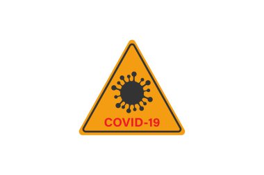 Coronavirus işareti. Corona Virüsü Bakteri Hücre Simgesi, 2019-NCoV trafik işaretlerinde. COVID-19 'un uyarı sembolü, Roman Coronavirüsü. Vektör simgesi.