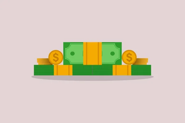 Geld Sparen Vektor Mit Dollar Flachzeichensymbolen Illustration Konzepte Für Business — Stockvektor