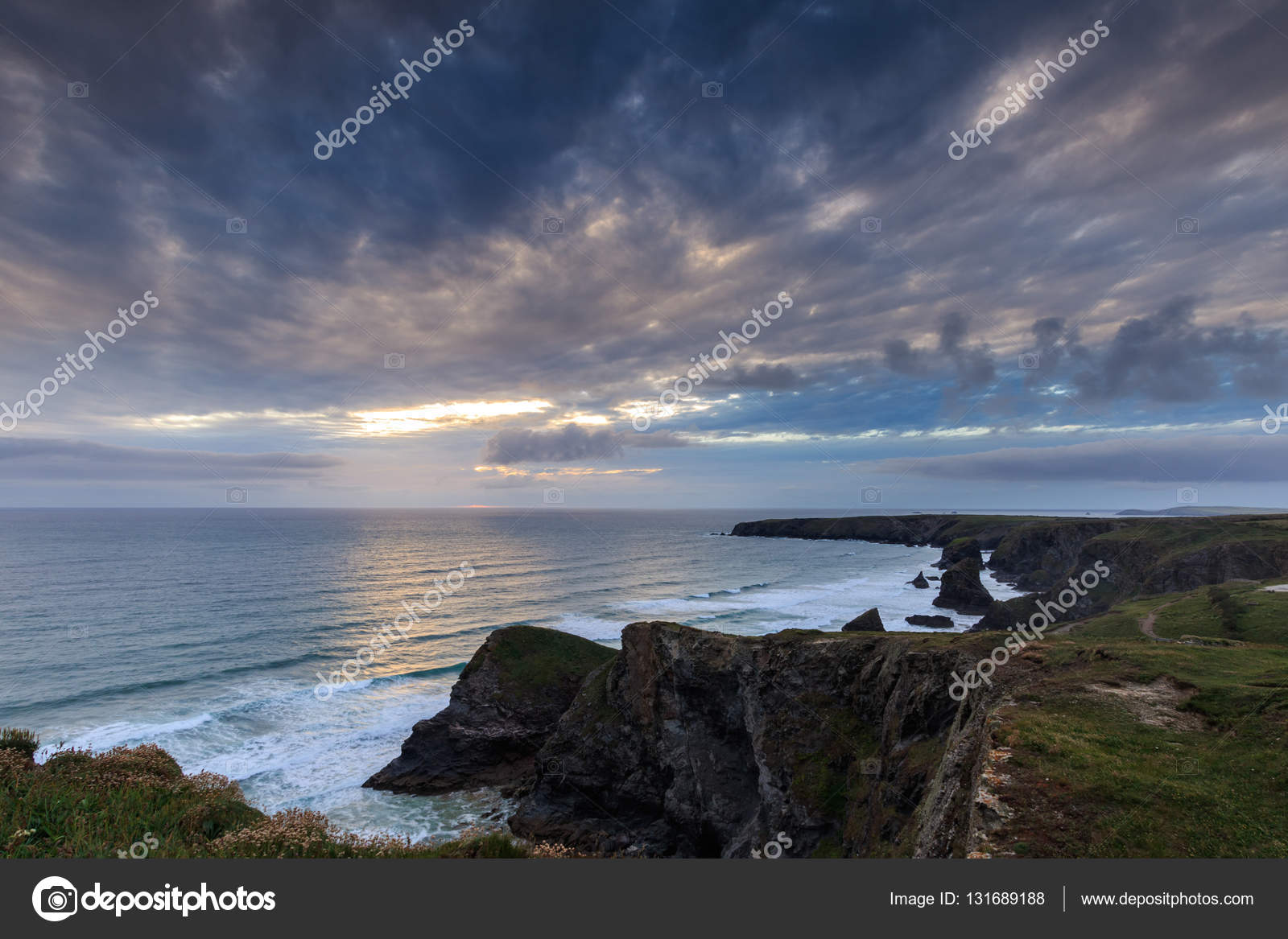 Bedruthan Steps At Sunset Stock Photo Image By C Chris2766