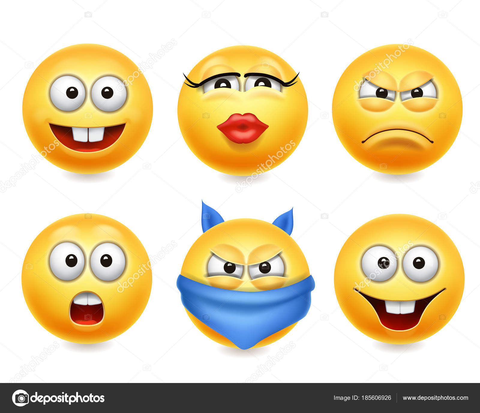 Smiley Face Icons Funny Faces 3d Realistic Set Cute Yellow Emoji Collection Vector Image By C Lightkite Vector Stock