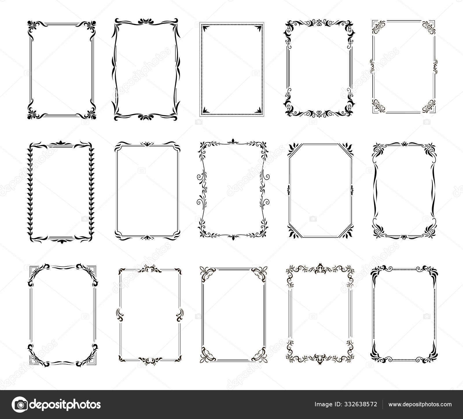 Download Decorative Vintage Frames And Borders Set Retro Ornamental Rectangle Frame Collection Wedding Ornate Deco Templates Antique Borders Vector Icons Vector Image By C Lightkite Vector Stock 332638572