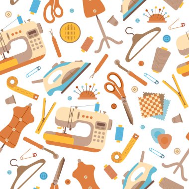Vektör renkli dikiş makinesi desen