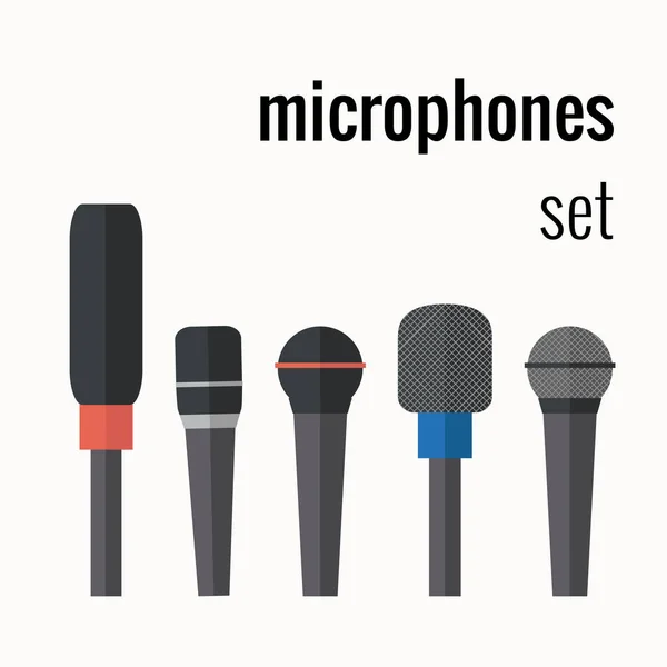 Icônes vectorielles vectorielles de microphones colorés . — Image vectorielle