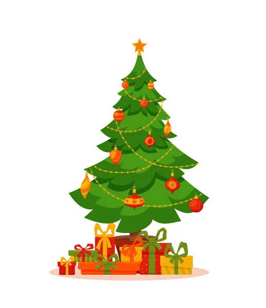 Árbol de Navidad decorado vector ilustración vector, gráfico vectorial ©  Oligliya imagen #172210686