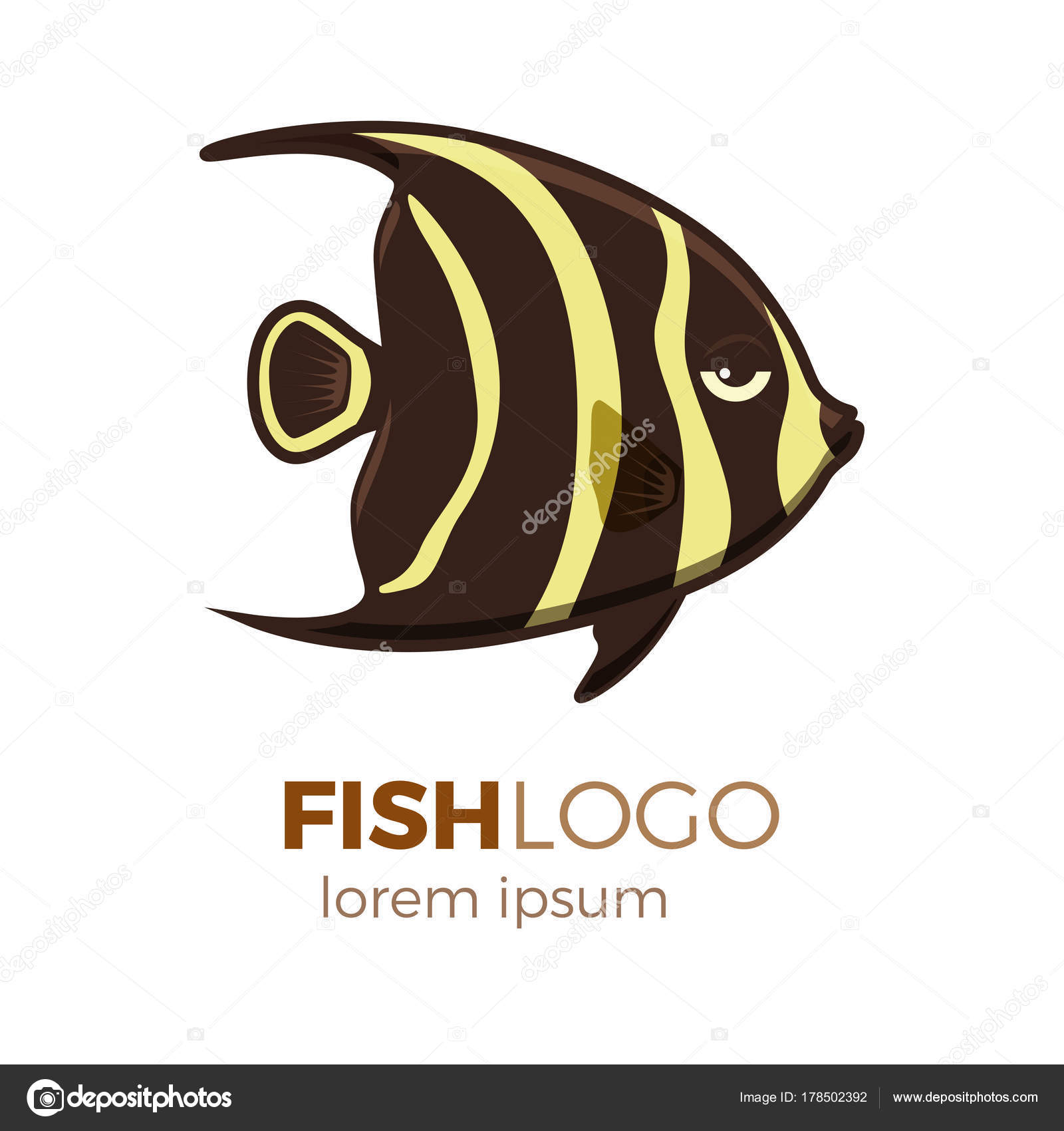 Pesci colorati tropicali vita marina insieme illustrazione in cartone animato Disegno vettoriale di acquario bozza Logo di angelfish francese — Vettoriali