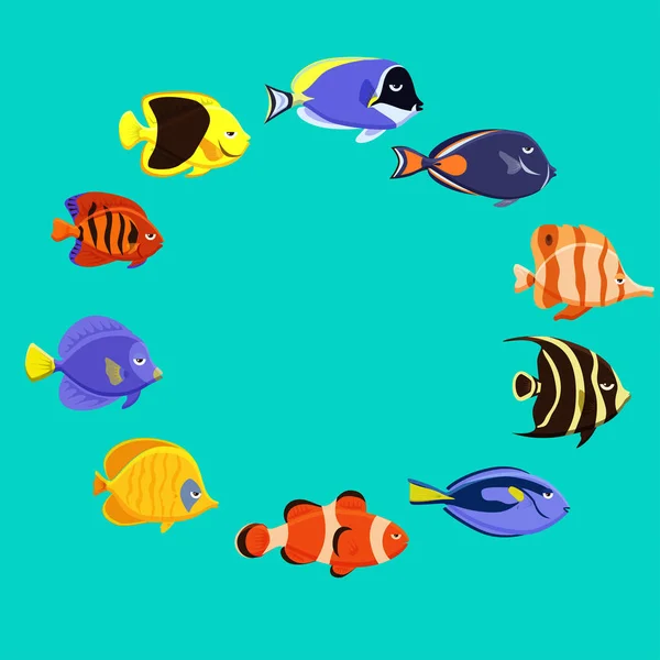 Roztomilý ryb vektorový obrázek ikony nastavit. Tropické ryby, mořské ryby, — Stockový vektor