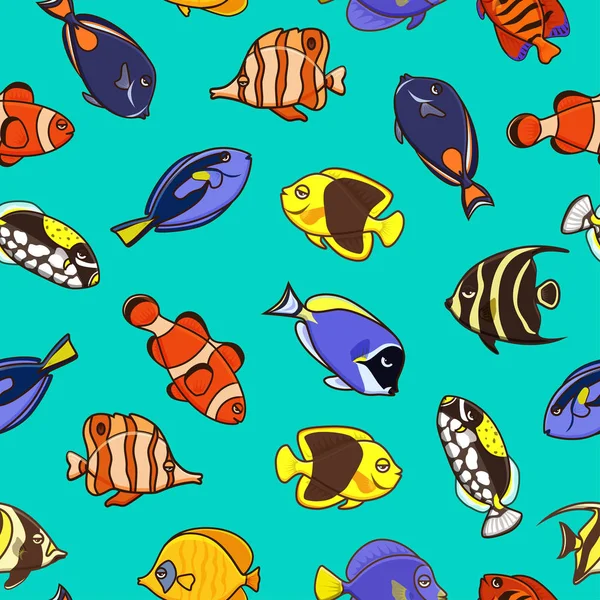 Roztomilý ryb vektorový obrázek ikony nastavit. Tropické ryby, mořské ryby, akvarijní ryby — Stockový vektor